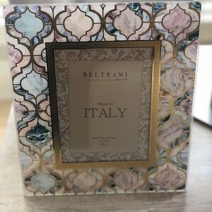 Beltrami Silver Plated Glass Photo Frame Made in Italy Floral Etching 5x7 New